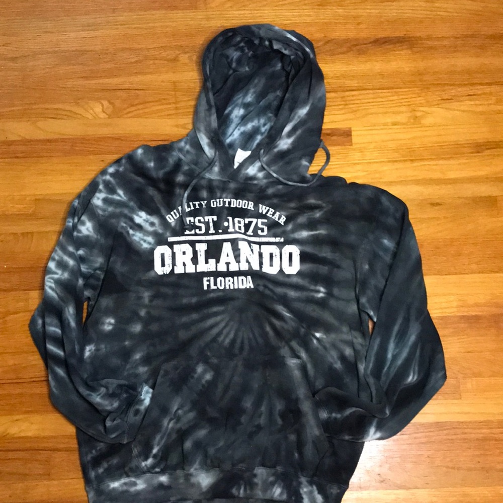 Women’s hoodie Orlando Florida tie dye black and white size large never worn